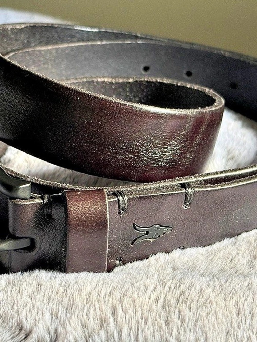 AllSaints Leather Belt Brown & Black Size 38